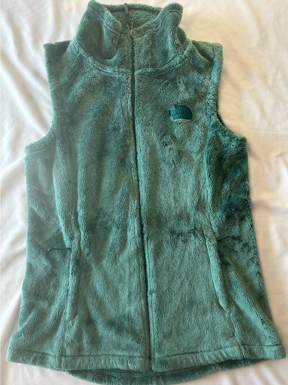 The North Face Women’s Teal Green Plush Fleece Vest Small Petite Full Zip